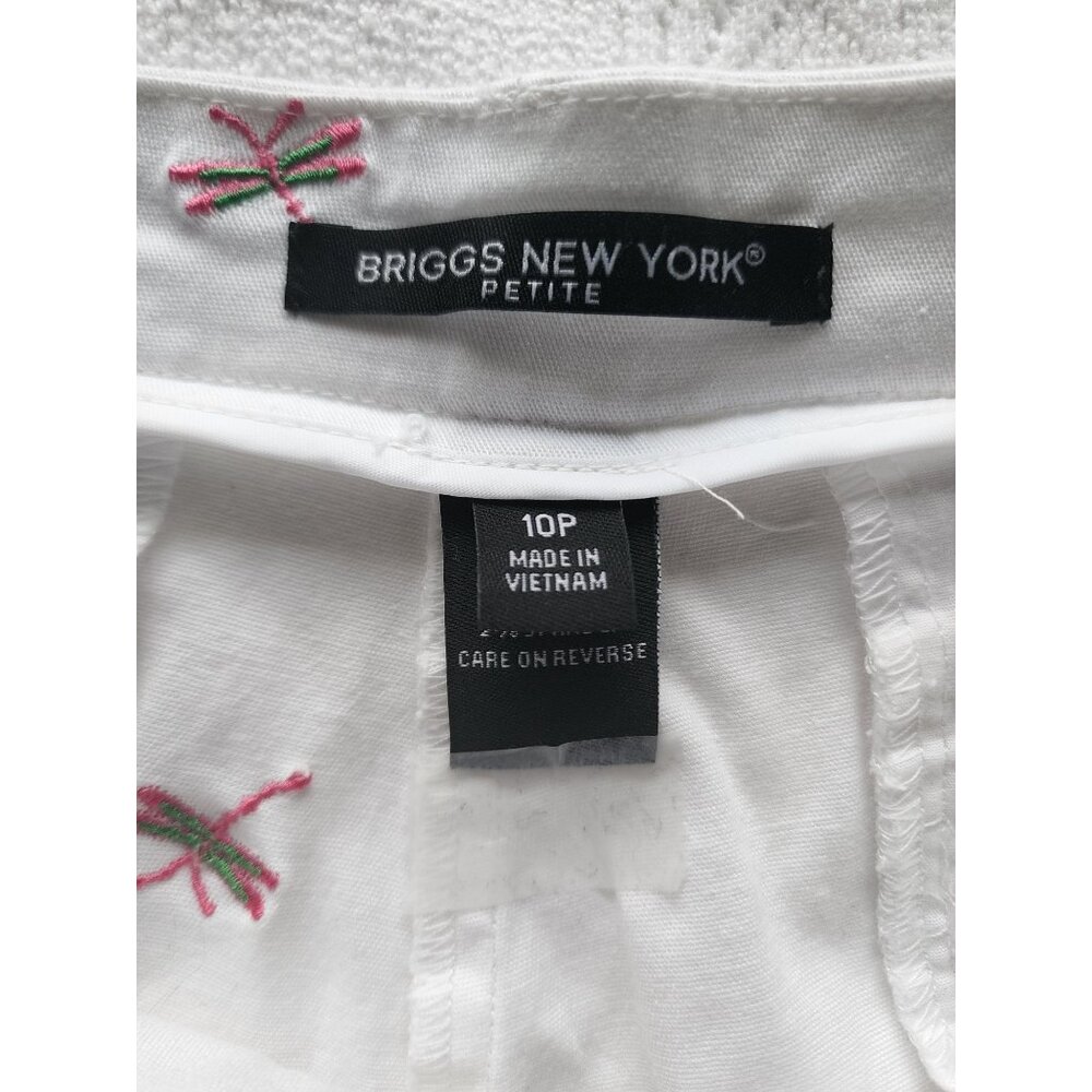 BRIGGS New York Women's Petite Embroidered Dragonfly Bermuda Shorts White 10P‎ - Picture 6 of 12